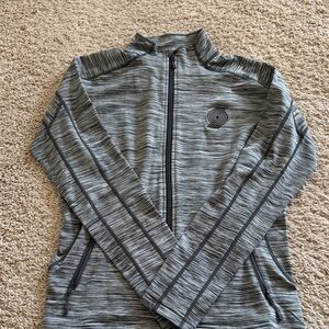 Gray Striped Full-Zip Jacket